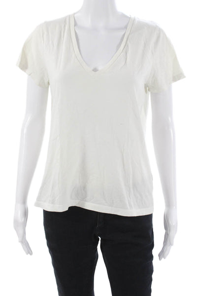 J Crew Womens Basic V-Neck Supima Cotton Short Sleeve T-Shirt White Size M