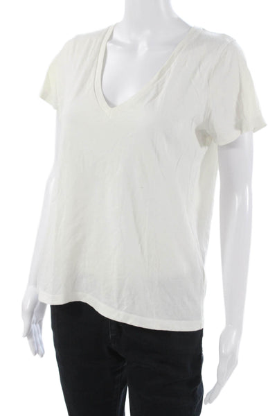 J Crew Womens Basic V-Neck Supima Cotton Short Sleeve T-Shirt White Size M
