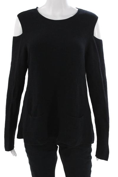 Lisa Todd Unisex Pullover Sweater Black Cotton Cashmere Blend Long Sleeve Size M