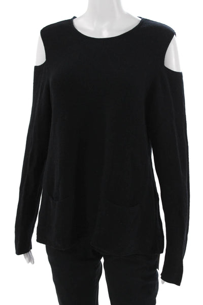 Lisa Todd Unisex Pullover Sweater Black Cotton Cashmere Blend Long Sleeve Size M