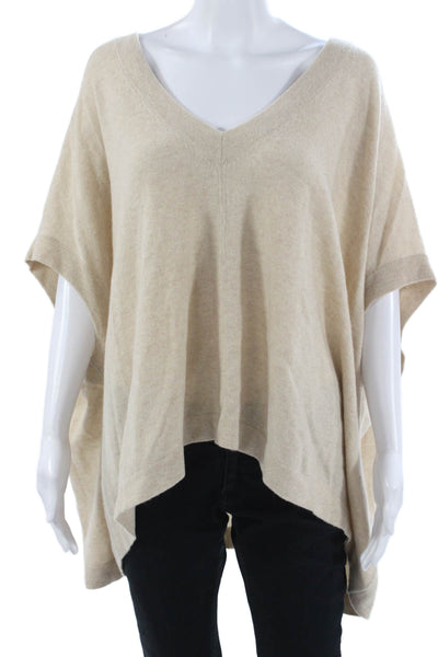 Minnie Rose Unisex Cashmere V-Neck Pullover Beige Bohemian Size One Size