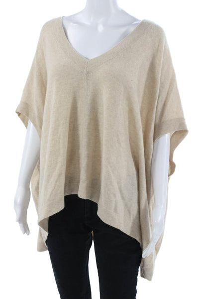 Minnie Rose Unisex Cashmere V-Neck Pullover Beige Bohemian Size One Size