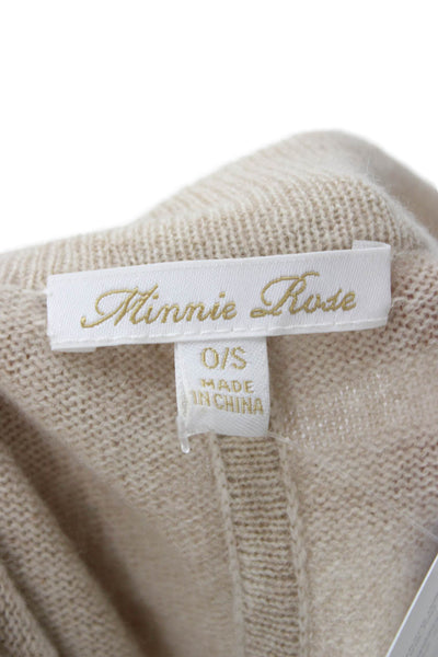 Minnie Rose Unisex Cashmere V-Neck Pullover Beige Bohemian Size One Size