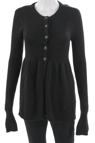 Vince Womens Black 80% Wool Cardigan Crew Neck Button Size M