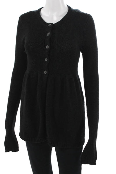 Vince Womens Black 80% Wool Cardigan Crew Neck Button Size M