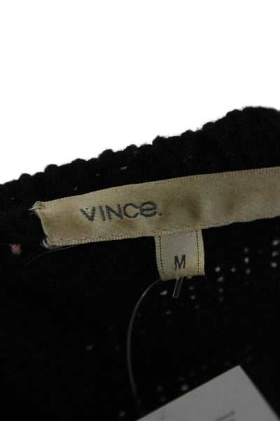 Vince Womens Black 80% Wool Cardigan Crew Neck Button Size M
