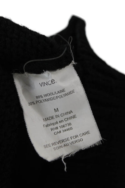 Vince Womens Black 80% Wool Cardigan Crew Neck Button Size M