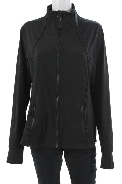 All Access Women Windbreaker Jacket Black High Neck Zip Long Sleeve Size M