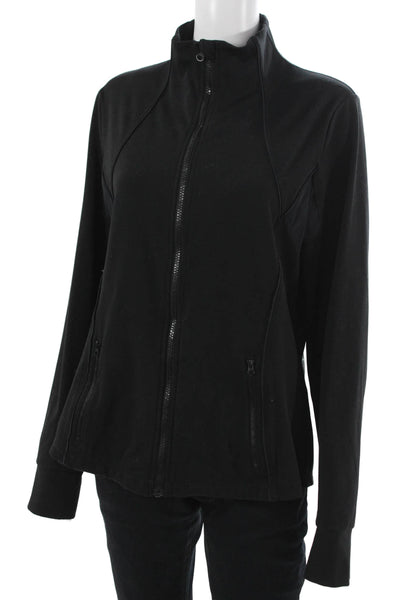 All Access Women Windbreaker Jacket Black High Neck Zip Long Sleeve Size M
