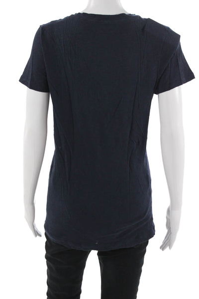 J Crew Women Basic V-Neck Dark Blue Cotton Short Sleeve T-Shirt Size M
