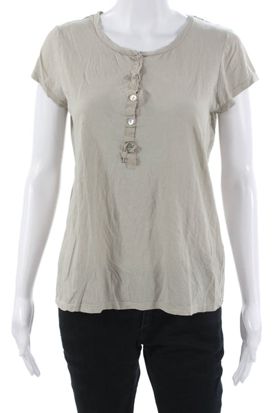 Calypso Saint Barth Women Beige Cotton Basic T-Shirt Short Sleeve Size S