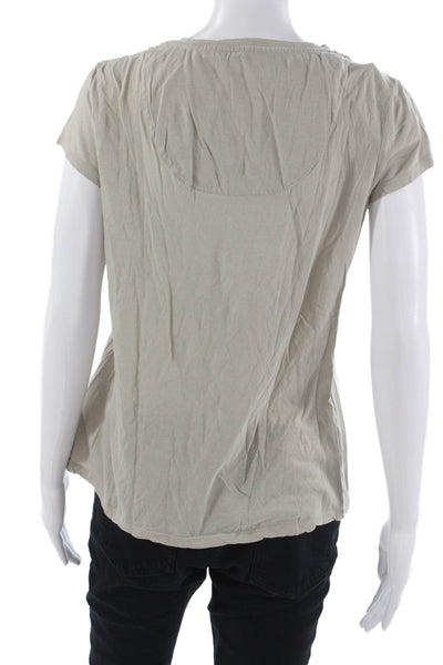 Calypso Saint Barth Women Beige Cotton Basic T-Shirt Short Sleeve Size S