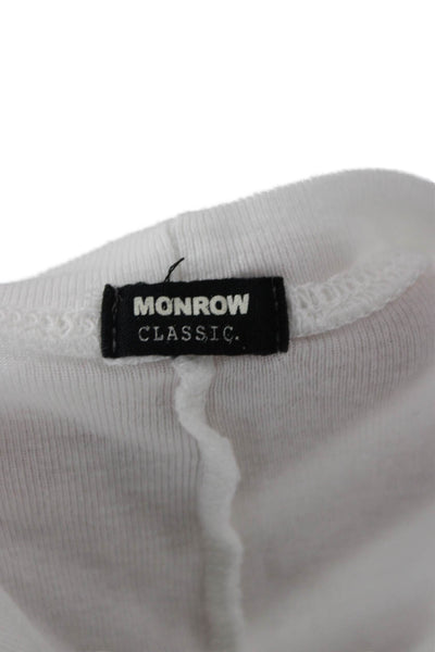 Monrow Womens Basic White Short Sleeve T-Shirt Supima Modal Size L