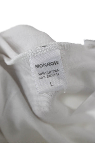 Monrow Womens Basic White Short Sleeve T-Shirt Supima Modal Size L
