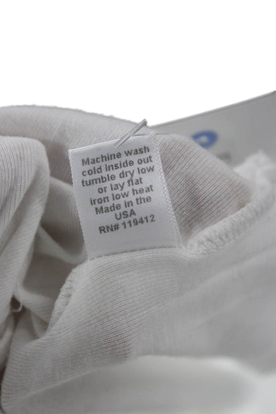 Monrow Womens Basic White Short Sleeve T-Shirt Supima Modal Size L