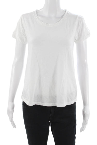 Sundry Women Basic White Pima Cotton Round Neck Short Sleeve T-Shirt Size 1