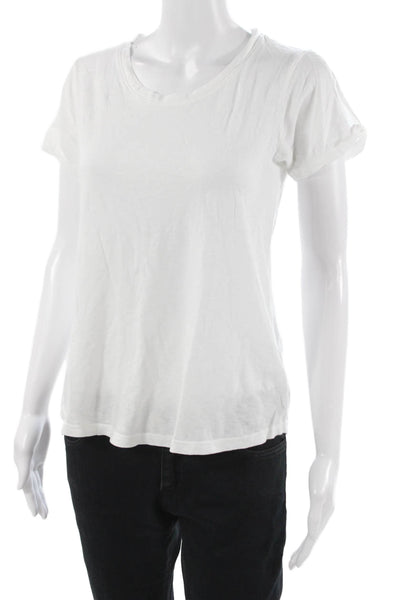 Sundry Women Basic White Pima Cotton Round Neck Short Sleeve T-Shirt Size 1