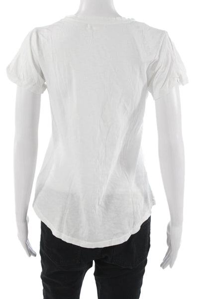 Sundry Women Basic White Pima Cotton Round Neck Short Sleeve T-Shirt Size 1