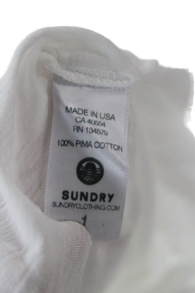 Sundry Women Basic White Pima Cotton Round Neck Short Sleeve T-Shirt Size 1