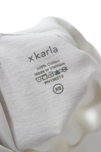 xkarla Women Sleeveless Cropped Silk T-Shirt White Crew Neck Size XS