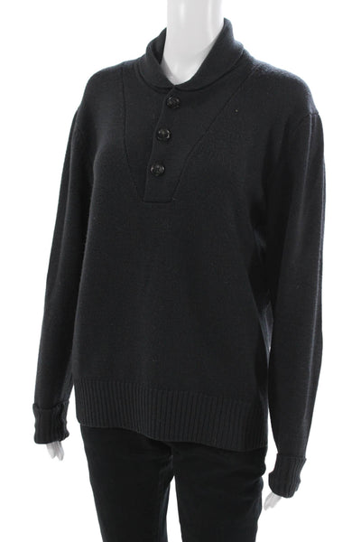 Surface to Air Womens Henley Pullover Sweater Black 100% Wool Mock Neck Size M