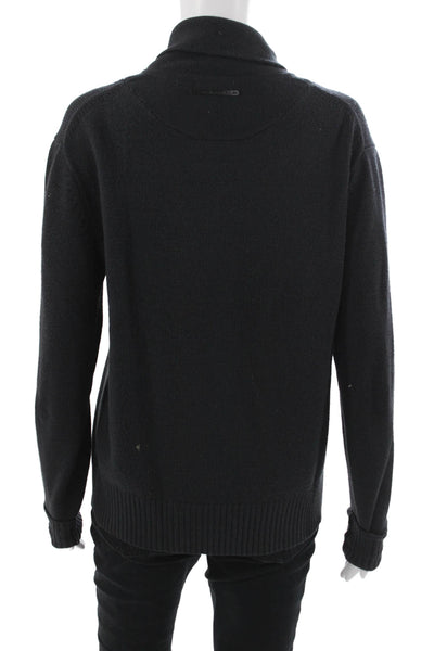 Surface to Air Womens Henley Pullover Sweater Black 100% Wool Mock Neck Size M