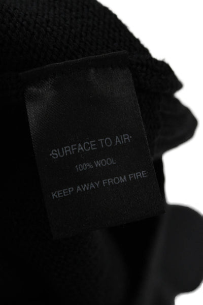 Surface to Air Womens Henley Pullover Sweater Black 100% Wool Mock Neck Size M