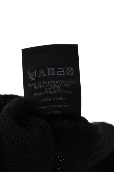 Surface to Air Womens Henley Pullover Sweater Black 100% Wool Mock Neck Size M
