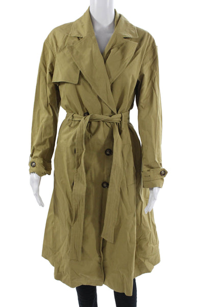Nili Lotan For Target Women Tan Trench Coat Button Front Long Sleeve Size S