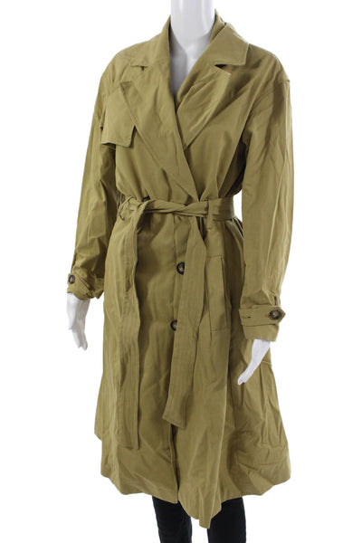 Nili Lotan For Target Women Tan Trench Coat Button Front Long Sleeve Size S