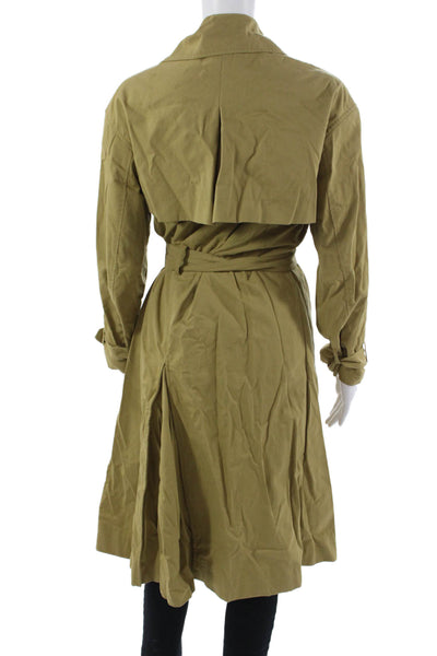 Nili Lotan For Target Women Tan Trench Coat Button Front Long Sleeve Size S