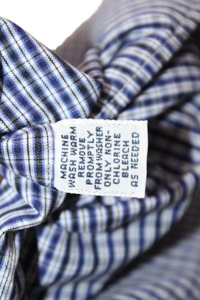 Polo Ralph Lauren Mens Button Front Collared Plaid Shirt Navy White Size XL