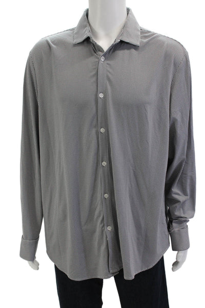 Mizzen + Main Mens Button Front Collared Plaid Standard Fit Shirt Black White XL