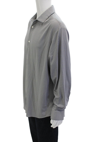 Mizzen + Main Mens Button Front Collared Plaid Standard Fit Shirt Black White XL