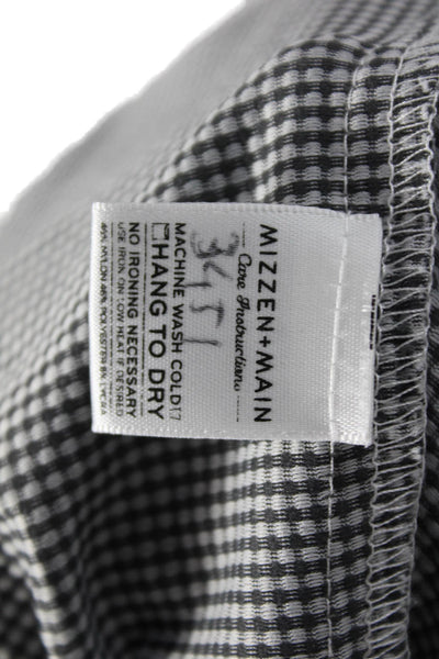 Mizzen + Main Mens Button Front Collared Plaid Standard Fit Shirt Black White XL