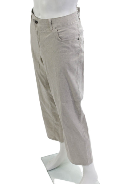 Brax Feel Good Mens Cropped Beige Linen Cotton Pants Size 38