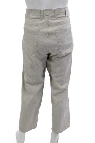 Brax Feel Good Mens Cropped Beige Linen Cotton Pants Size 38