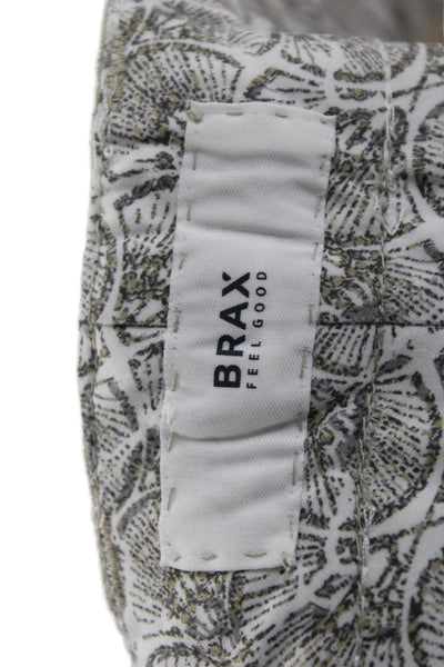 Brax Feel Good Mens Cropped Beige Linen Cotton Pants Size 38
