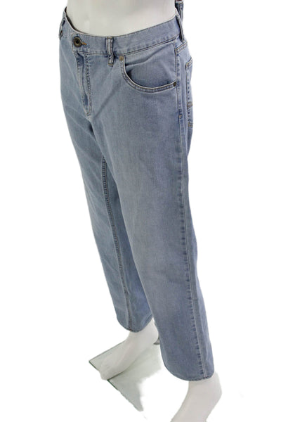 Alberto Mens Cropped Straight Jeans Light Blue Button Size 38