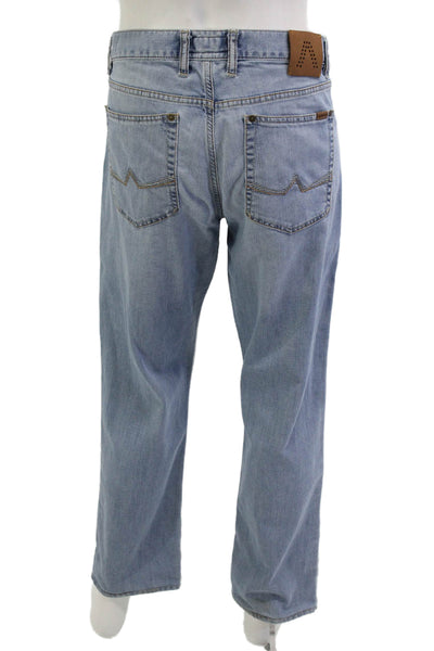 Alberto Mens Cropped Straight Jeans Light Blue Button Size 38