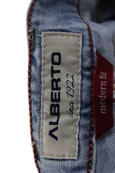 Alberto Mens Cropped Straight Jeans Light Blue Button Size 38