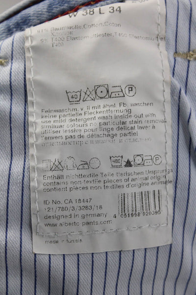Alberto Mens Cropped Straight Jeans Light Blue Button Size 38