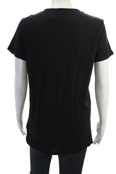 Standard James Perse Women Black Basic V-Neck Short Sleeve T-Shirt Cotton Size 3