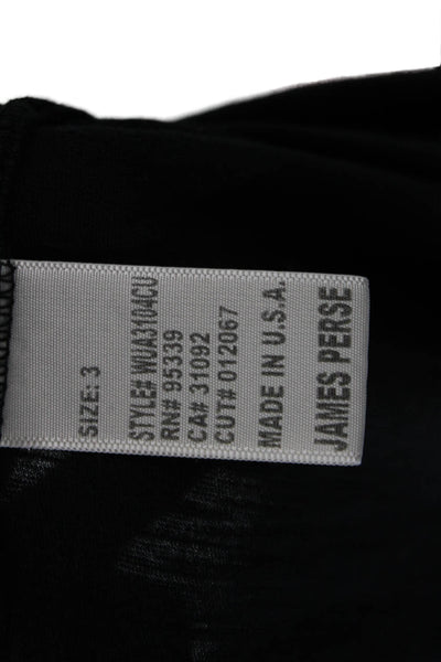 Standard James Perse Women Black Basic V-Neck Short Sleeve T-Shirt Cotton Size 3