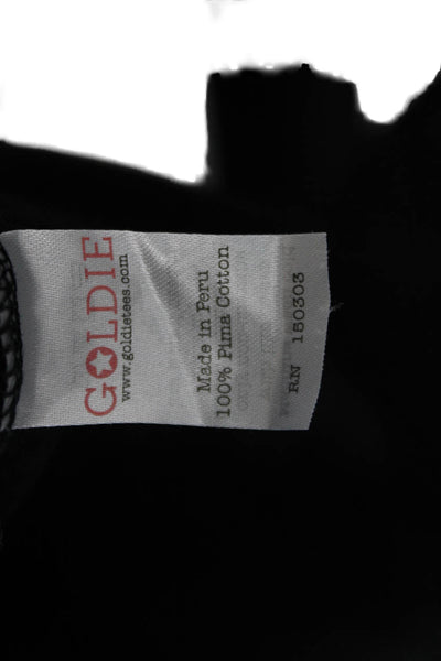 Goldie Womens Basic T-Shirt Black 100% Pima Cotton V-Neck Short Sleeve Size M