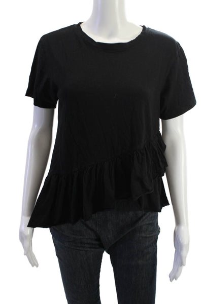LNA Womens Black Basic Crew Neck Short Sleeve 100% Cotton T-Shirt Size M