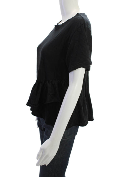 LNA Womens Black Basic Crew Neck Short Sleeve 100% Cotton T-Shirt Size M