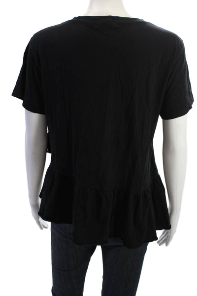 LNA Womens Black Basic Crew Neck Short Sleeve 100% Cotton T-Shirt Size M