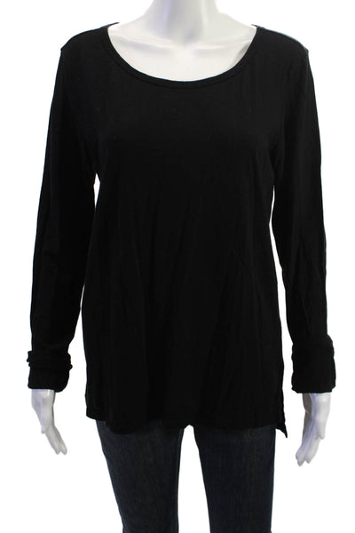 Marine Layer Women Basic Black Long Sleeve Cotton T-Shirt Size L