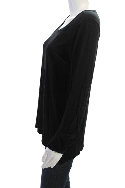 Marine Layer Women Basic Black Long Sleeve Cotton T-Shirt Size L